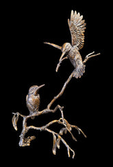 Two Kingfishers perching on a branch