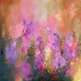 Abstract oil painting featuring pastel colours