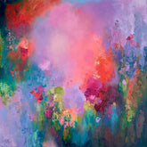 Abstract painting with vibrant colors and fluid brushstrokes