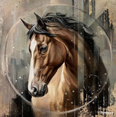 artwork of a horse's head with abstract background