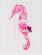 Colourful seahorse illustration on a light gray background
