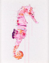Colourful watercolor illustration of a seahorse on a white background