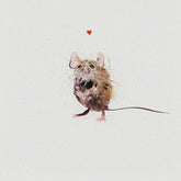Illustration of a mouse with a heart above it on a white background