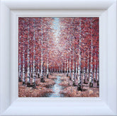 Inam woodland forest trees art print on canvas in pinks