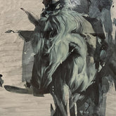 Artistic depiction of a horse's head with abstract elements