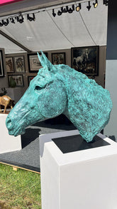 Bronze horse head statue