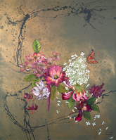 Artistic depiction of flowers on a textured background