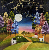Rozanne Bell A Harvest Moon Original Framed Resin Artwork