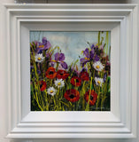 Rozanne Bell Iris and Poppies Original Framed Resin Artwork