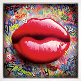 Artist Rerun Rebel red lips grafitti art limited edition