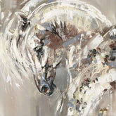 Abstract painting of a horse's head in neutral tones.