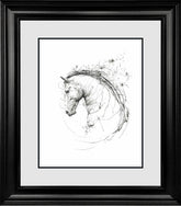 Horse in drawing with head bowing down