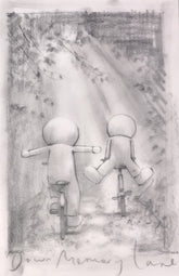 Doug Hyde Original Pencil sketch framed on bicycles