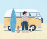 Sasha Harding Cool Surf Dude, Bantham Beach mounted