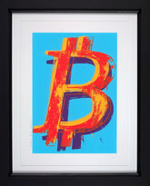 Mr. Brainwash bitcoin blue framed
