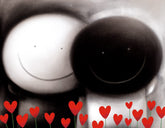 Doug Hyde Shoulder to Shoulder hearts black & white art print