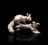 Richard Cooper solid bronze sculpture red squirrel with baby 1078