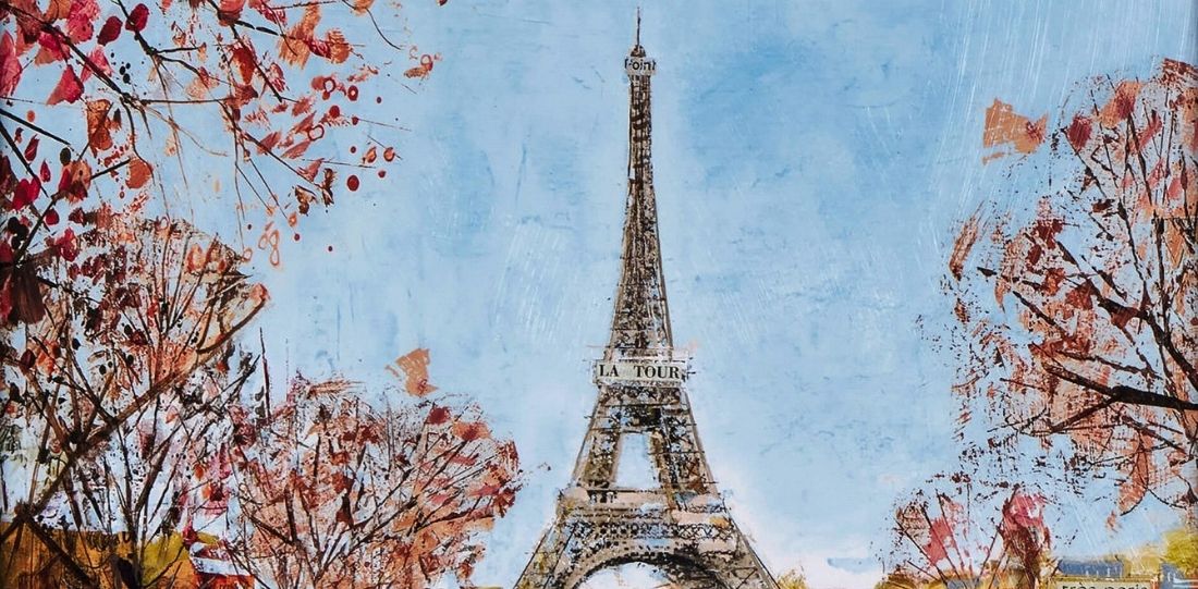cityscape of eiffel tower surrounded by red leaves