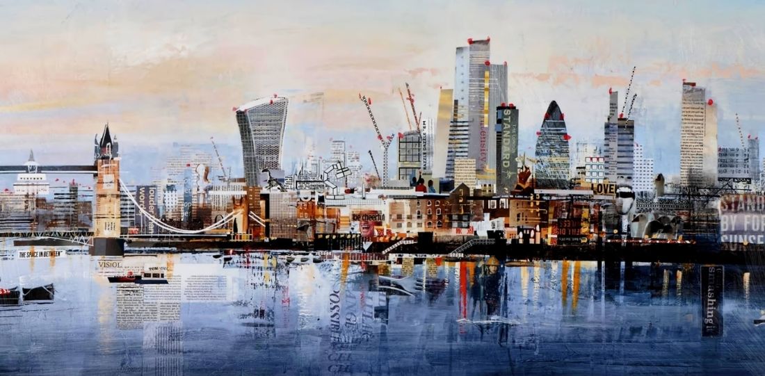 cityscape of london skyscrapers and river
