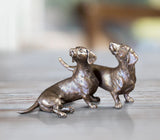 Richard Cooper solid bronze sculpture dachshund pair 1096