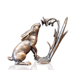 1126 hare with daffodils bronze sculpture