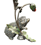 Hedgehog & poppy bronze sculpture Richard Cooper
