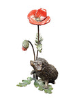 Hedgehog & poppy bronze sculpture Richard Cooper