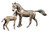 Richard Cooper solid bronze sculpture Mare & foal horses 1170