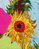 sunflower flowers set against light blue background