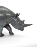 sculpture of black rhino head