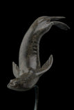 Bronze sculpture of grey sea lion close up