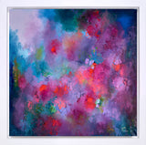 Abstract painting with vibrant colors on a white background