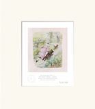 Framed illustration of a cat chasing a mouse with text on a white background