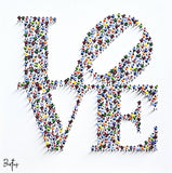 Colorful 'BE' artwork with a white background