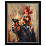 Boid Cock Shot AP framed satirical animal art