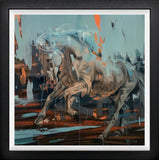 framed abstract horse painting