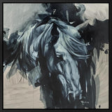 Framed Abstract painting of a horse's head with a neutral background