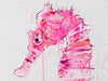 Colourful abstract seahorse illustration on a textured white background