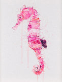 Colourful seahorse illustration on a light gray background