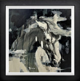 Abstract painting of a horse with a black frame