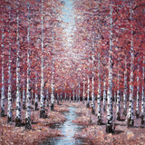 Inam woodland forest trees art print on canvas in pinks