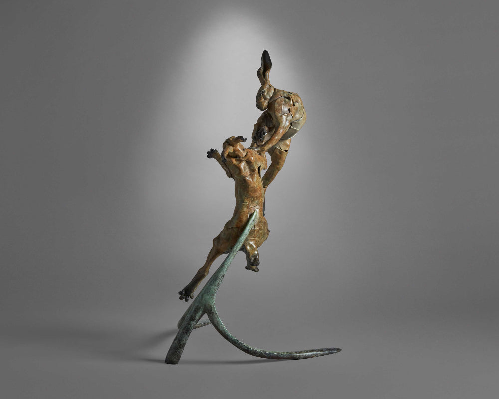 Fred Gordon Rabner Boxing Hares | Fred Gordon | Sculpture | The Rose Gallery