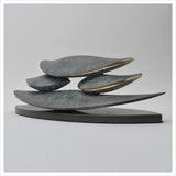 Abstract bronze sculpture by geoff jeal