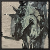 Artistic depiction of a horse's head with abstract elements