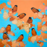 Bullfinches in Orange and Blue