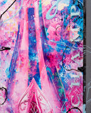 Colorful abstract art with pink and blue tones