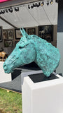 Bronze horse head statue