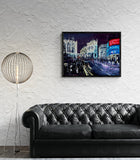 Mark Curryer London cityscape original painting in room