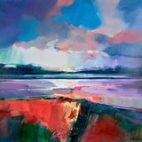 Abstract painting with vibrant colors and dynamic brushstrokes