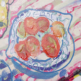 Colorful abstract painting with floral design